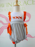 Smokey Silhouette Stripe Girls Bubble with Bows