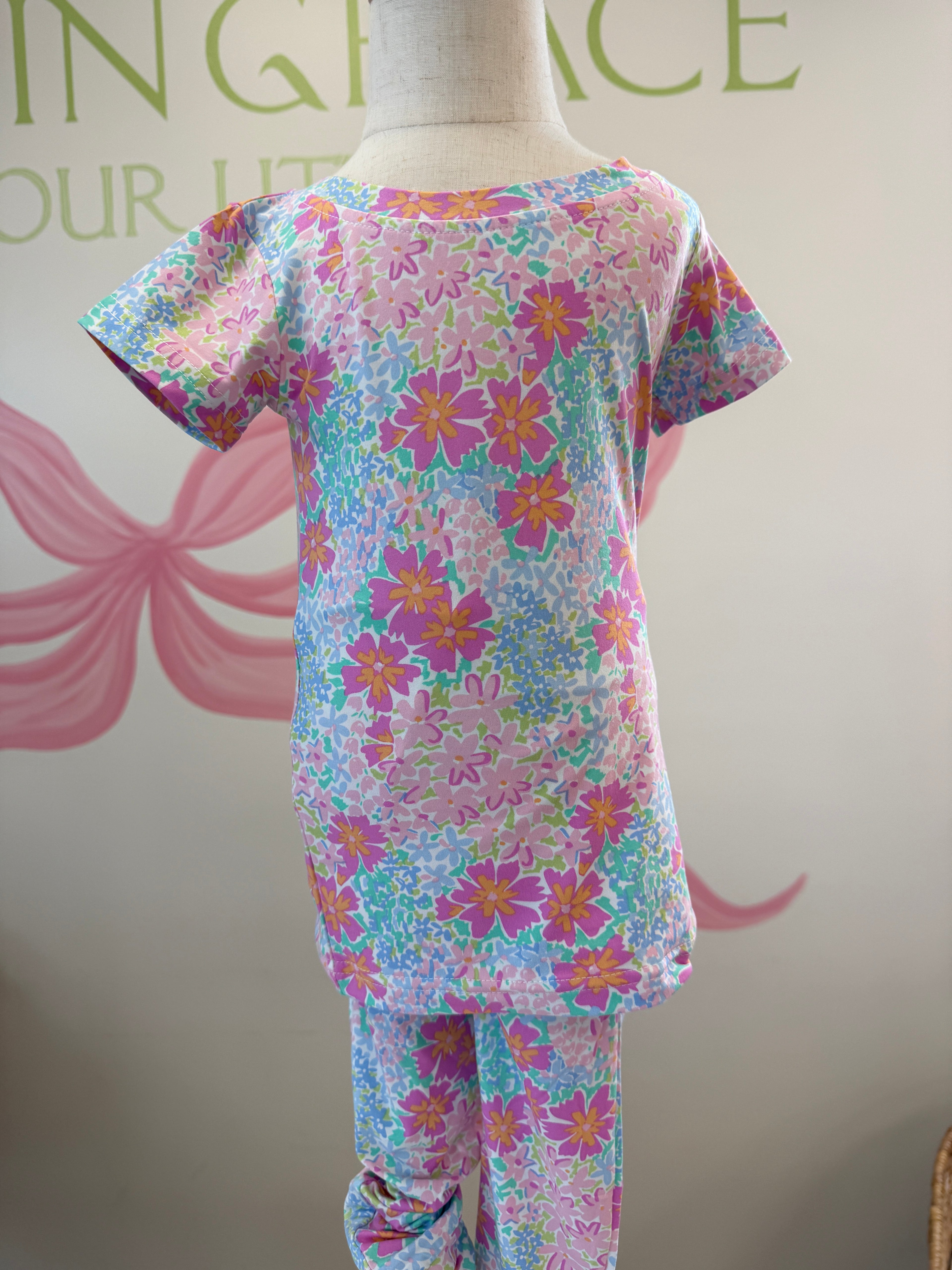 Mini Lounge Short Sleeve/ Legging Set- Floral